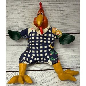 Vintage Farmhouse Country Chicken Rooster Plush Stuffed Animal Shelf Decor